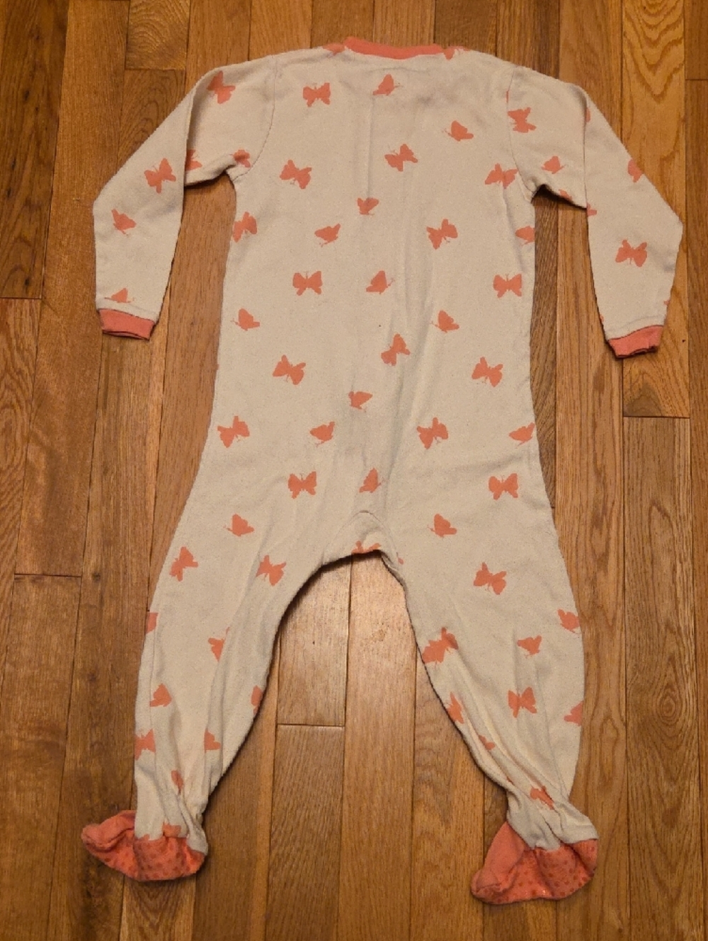 Tuffy 24M Zip Up Onsie Sleeper Footed Pajamas with Flower Butterfly Print - Picture 4 of 4